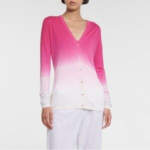 Gabriela Hearst Pink White Ombre V-Neck Cashmere Cardigan